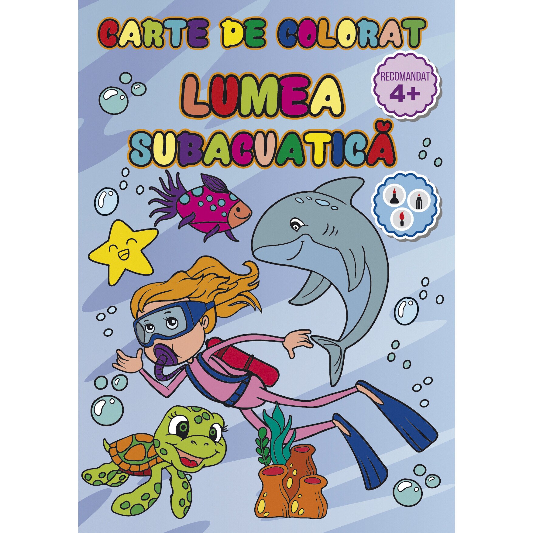 Carte de colorat Lumea Subacvatica, A4 24 pagini