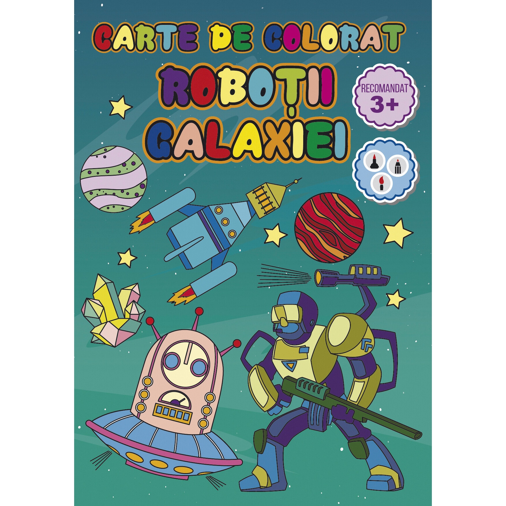 Carte de colorat Robotii Galaxiei, A4 24 pagini