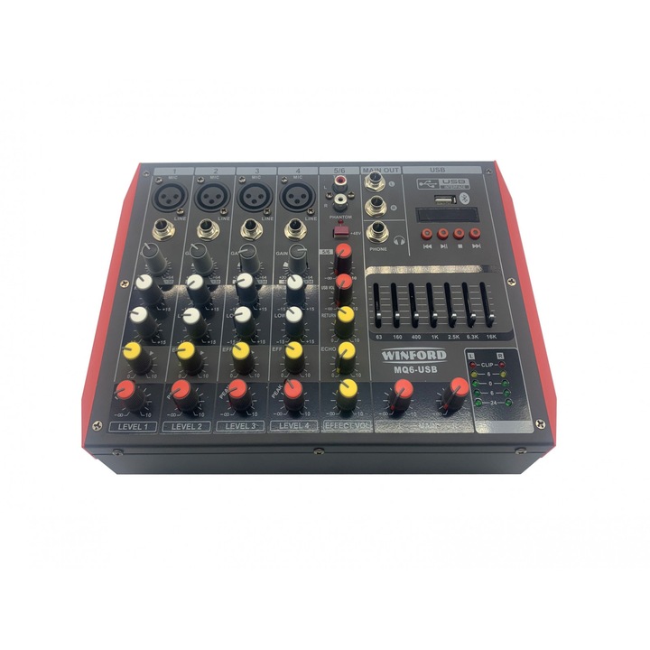Mixer audio cu 6 canale activ USB/BT