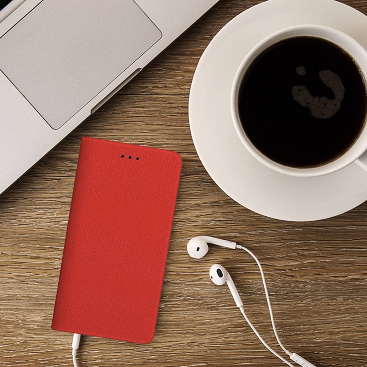 Калъф-книга, съвместим със Samsung Galaxy A53 5G, премиум книга G-Tech, магнитно затваряне, джоб за карта, червен