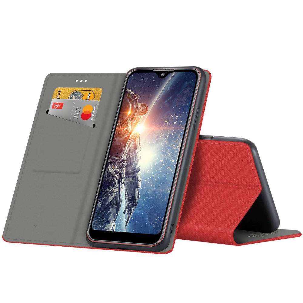Husa G-Tech tip carte Compatibil cu Xiaomi Redmi 9, premium book, inchidere magnetica, buzunar card, Rosu