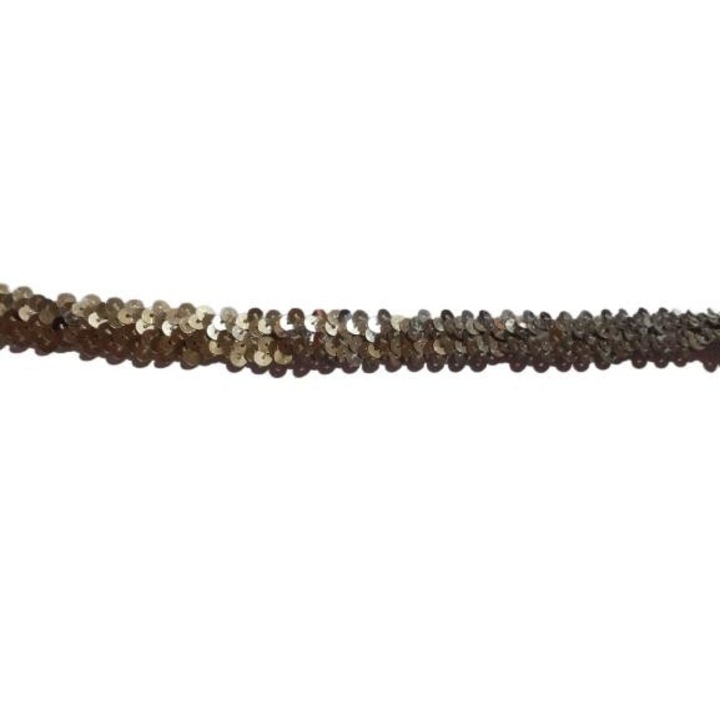 Panglica textila decorativa, elastica cu paiete argintii, 1m x 2cm