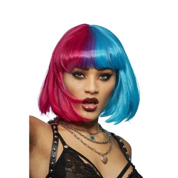 Peruca profesionala, papusa glam, roz cu bleu Peruca profesionala, papusa glam, roz cu bleu