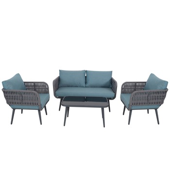 Set mobilier de gradina, Byblos, gri/albastru Set mobilier de gradina, Byblos, gri/albastru