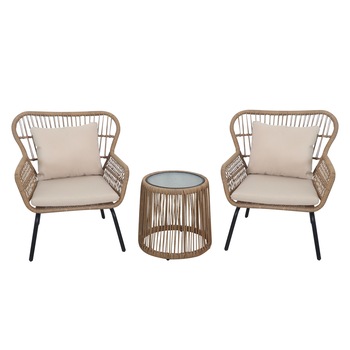 Set de balcon, Marina, ratan sintetic, bej Set de balcon, Marina, ratan sintetic, bej