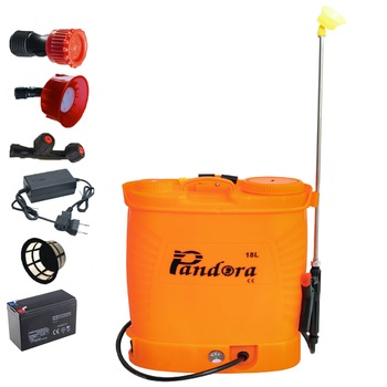 Pompa stropit electrica cu acumulator Pandora 18L, regulator de presiune, 3 duze incluse, model nou, produs original Pompa stropit electrica cu acumulator Pandora 18L, regulator de presiune, 3 duze incluse, model nou, produs original
