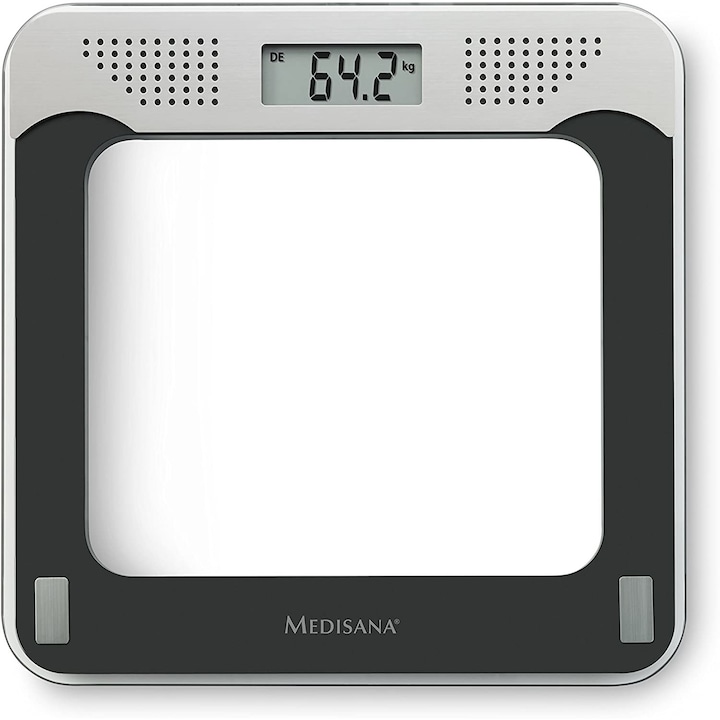 Medisana PS 425 testmérleg, 180 kg, LCD kijelző, 4 mérőérzékelő, hangátvitel, ezüst / fekete