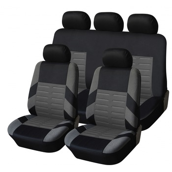 Set Huse Scaune Auto Universal Flexzon, Gri/Negru, Мodel in Relief, 9 buc Set Huse Scaune Auto Universal Flexzon, Gri/Negru, Мodel in Relief, 9 buc