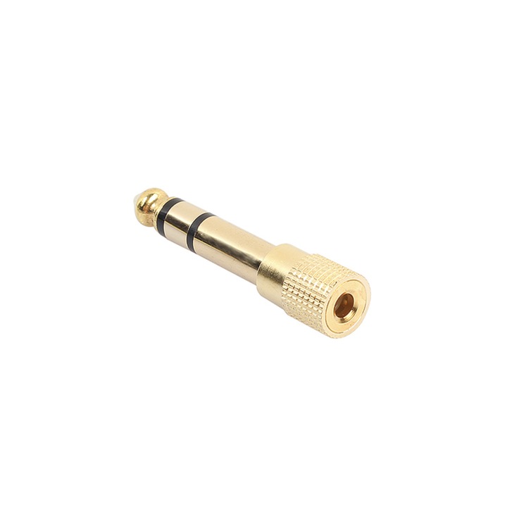 Bibilel BBL2160, Mini Jack Adapter 3,5 mm, Jack 6,3 mm, Sárgaréz, Arany