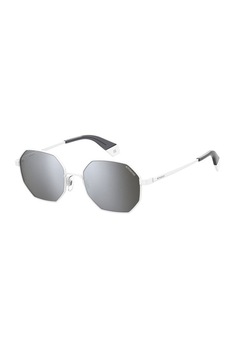 Polaroid, Ochelari de soare octagonali unisex polarizati, Alb, 53-19-145 Standard Polaroid, Ochelari de soare octagonali unisex polarizati, Alb, 53-19-145 Standard