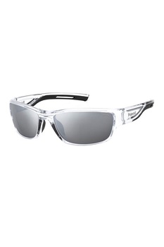 Polaroid, Ochelari de soare dreptunghiulari unisex polarizati, Gri deschis/Alb, 60-17-125 Standard Polaroid, Ochelari de soare dreptunghiulari unisex polarizati, Gri deschis/Alb, 60-17-125 Standard