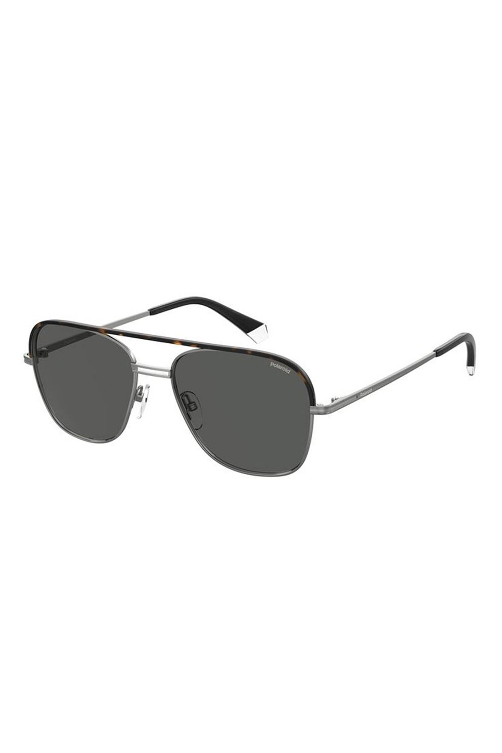 Polaroid, Ochelari de soare aviator, Argintiu/maro inchis tortoise, 57-17-145 Standard