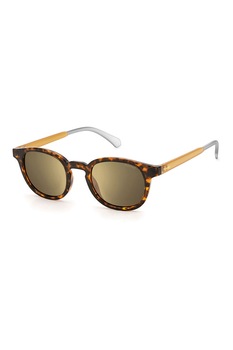 Polaroid, Ochelari de soare pantos cu lentile polarizate tip oglinda, Maro/Portocaliu, 48-23-145 Standard Polaroid, Ochelari de soare pantos cu lentile polarizate tip oglinda, Maro/Portocaliu, 48-23-145 Standard