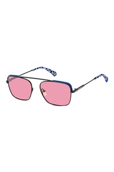 Polaroid, Ochelari de soare aviator unisex polarizati, Albastru inchis/Negru/Roz, 56-16-145 Standard Polaroid, Ochelari de soare aviator unisex polarizati, Albastru inchis/Negru/Roz, 56-16-145 Standard