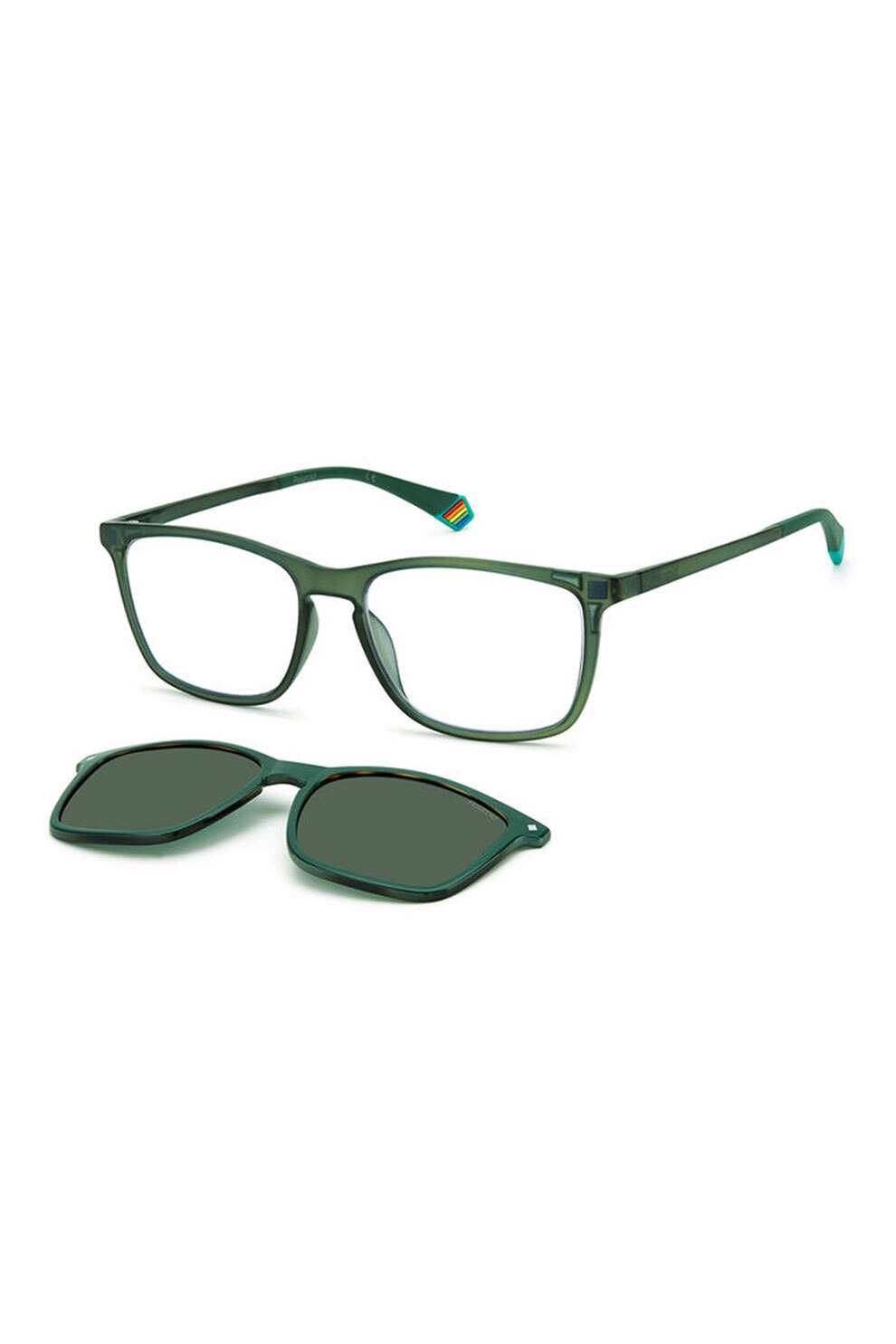 Polaroid, Ochelari de soare polarizati cu lentile detasabile, Verde forest, 55-16-145 Standard