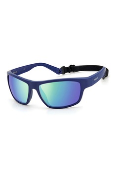 Polaroid, Ochelari de soare dreptunghiulari unisex polarizati cu lentile tip oglinda, Albastru, 60-16-140 Standard Polaroid, Ochelari de soare dreptunghiulari unisex polarizati cu lentile tip oglinda, Albastru, 60-16-140 Standard
