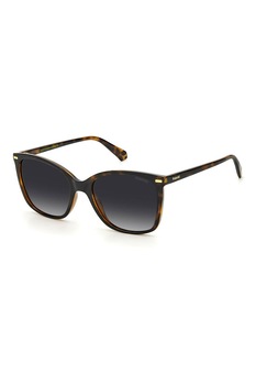 Polaroid, Ochelari de soare dreptunghiulari polarizati, Negru/Maro inchis, 55-19-145 Standard Polaroid, Ochelari de soare dreptunghiulari polarizati, Negru/Maro inchis, 55-19-145 Standard