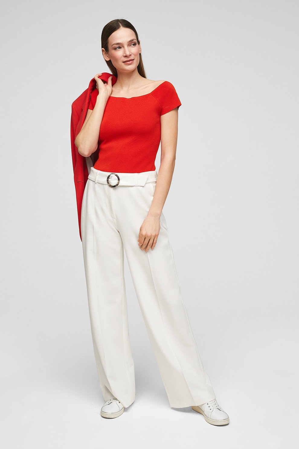 s.Oliver, Tricou tricotat fin cu maneci raglan, Rosu