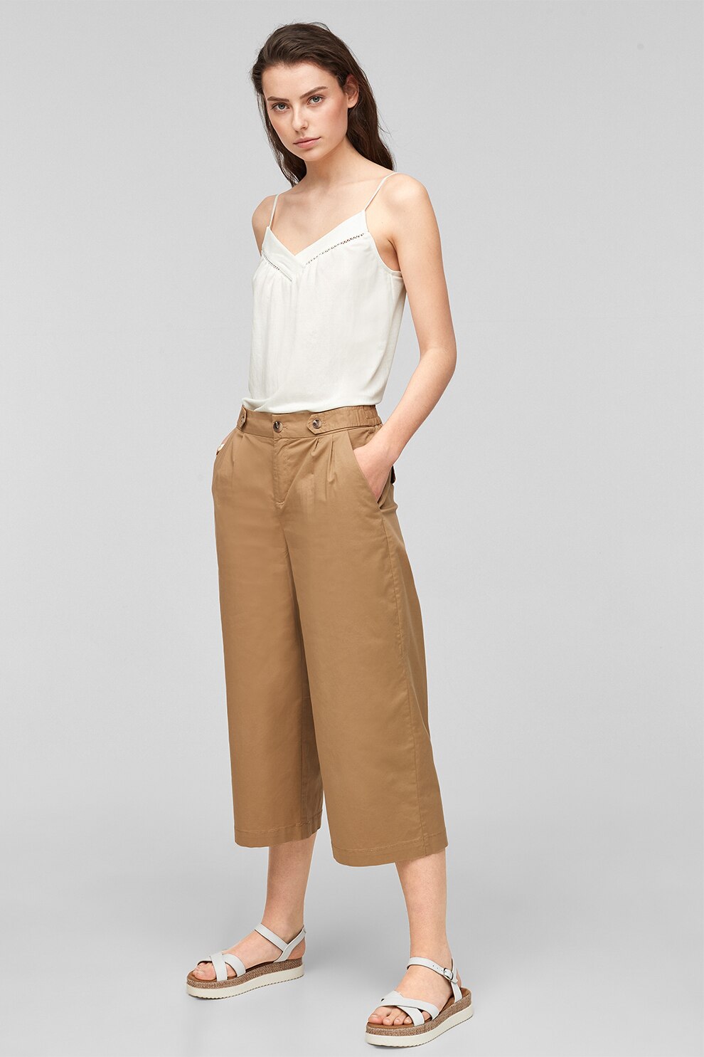 s.Oliver, Top cu decolteu in V, Alb