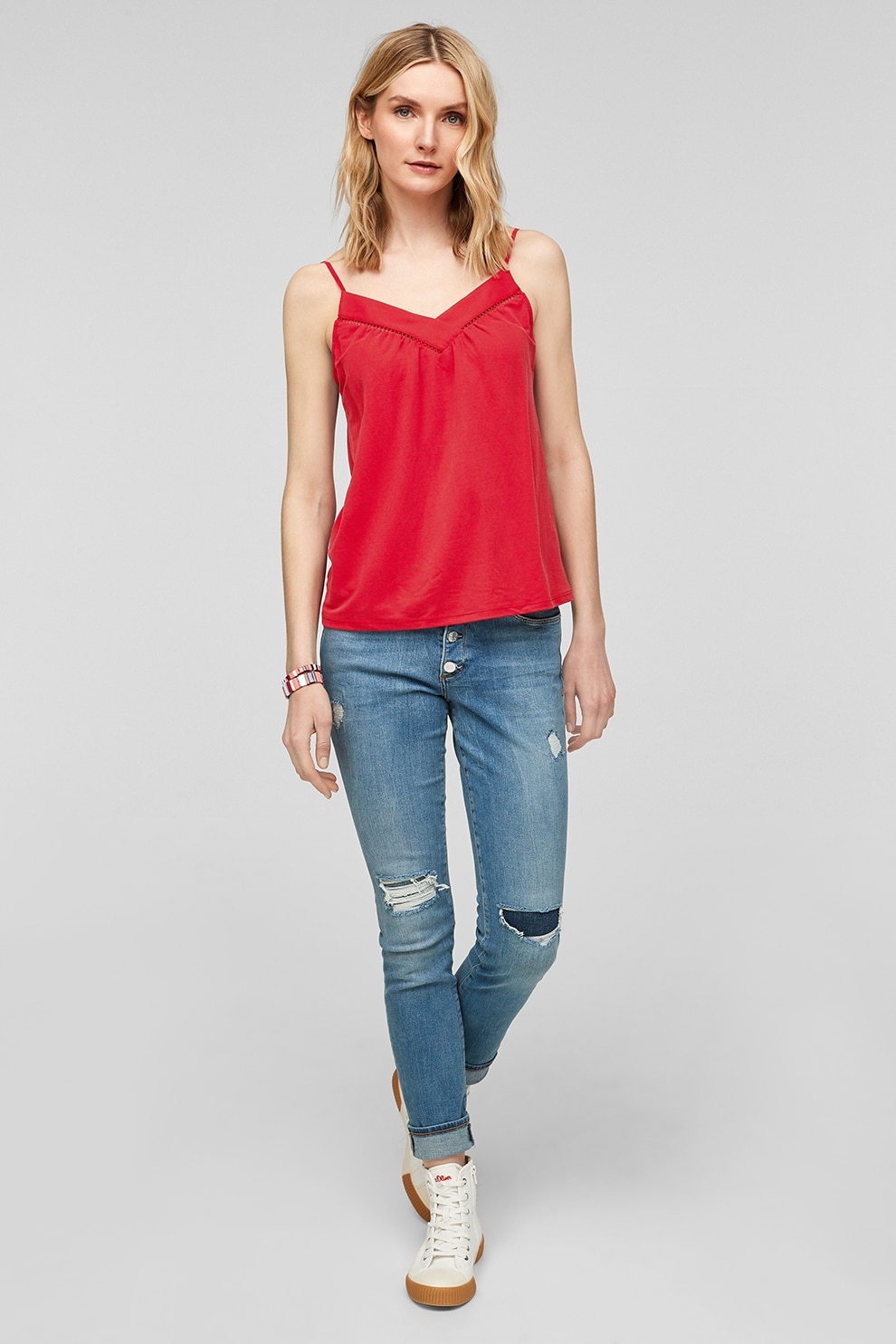 s.Oliver, Top cu decolteu in V, Corai