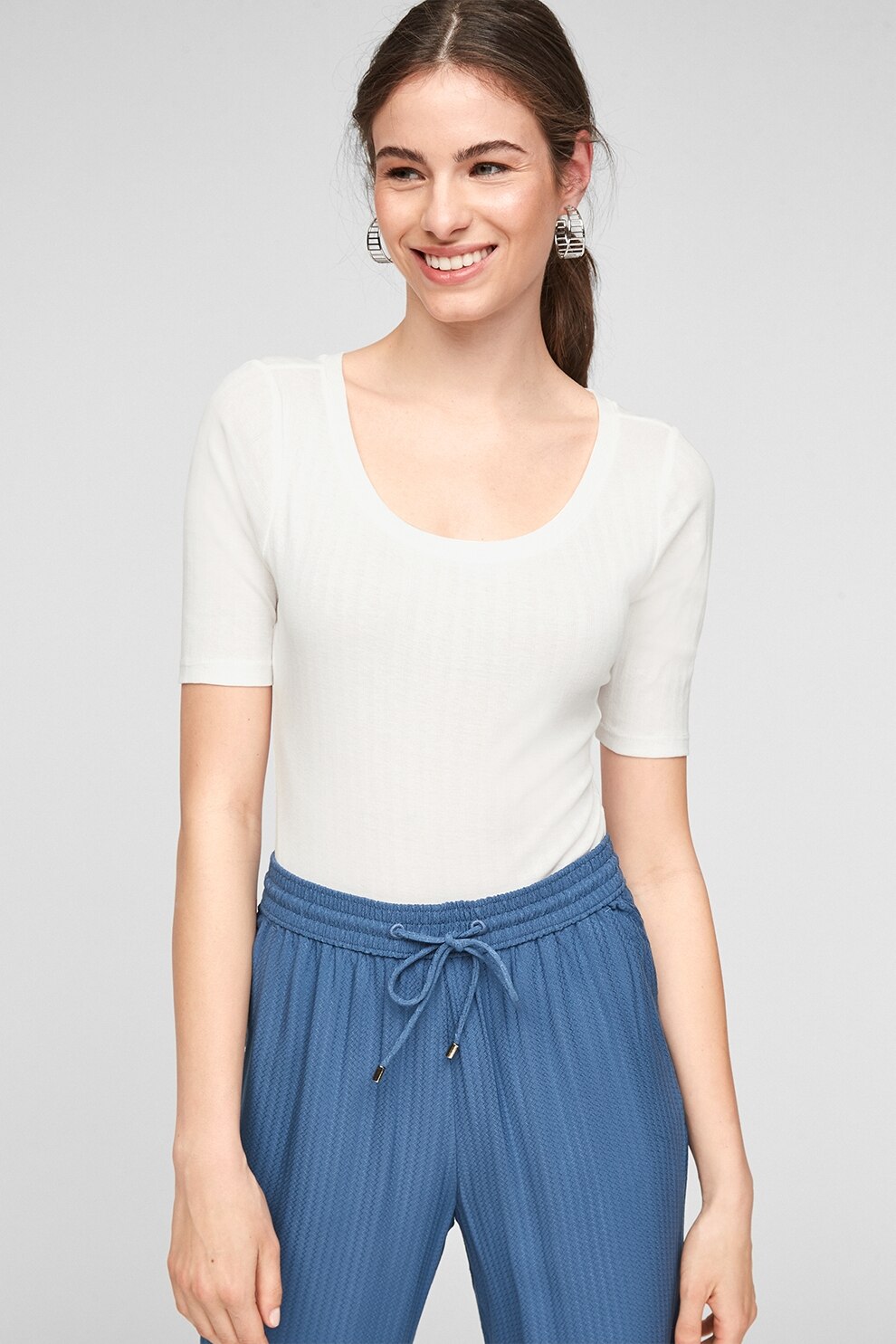 s.Oliver, Body cu aspect striat, Alb