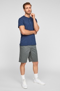 s.Oliver, Tricou regular fit cu fenta cu nasturi, Albastru prafuit s.Oliver, Tricou regular fit cu fenta cu nasturi, Albastru prafuit