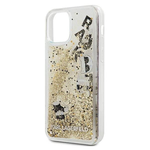 Husa de protectie, Karl Lagerfeld Glitter Floating Charms, iPhone 12/12 Pro, Transparent/Auriu