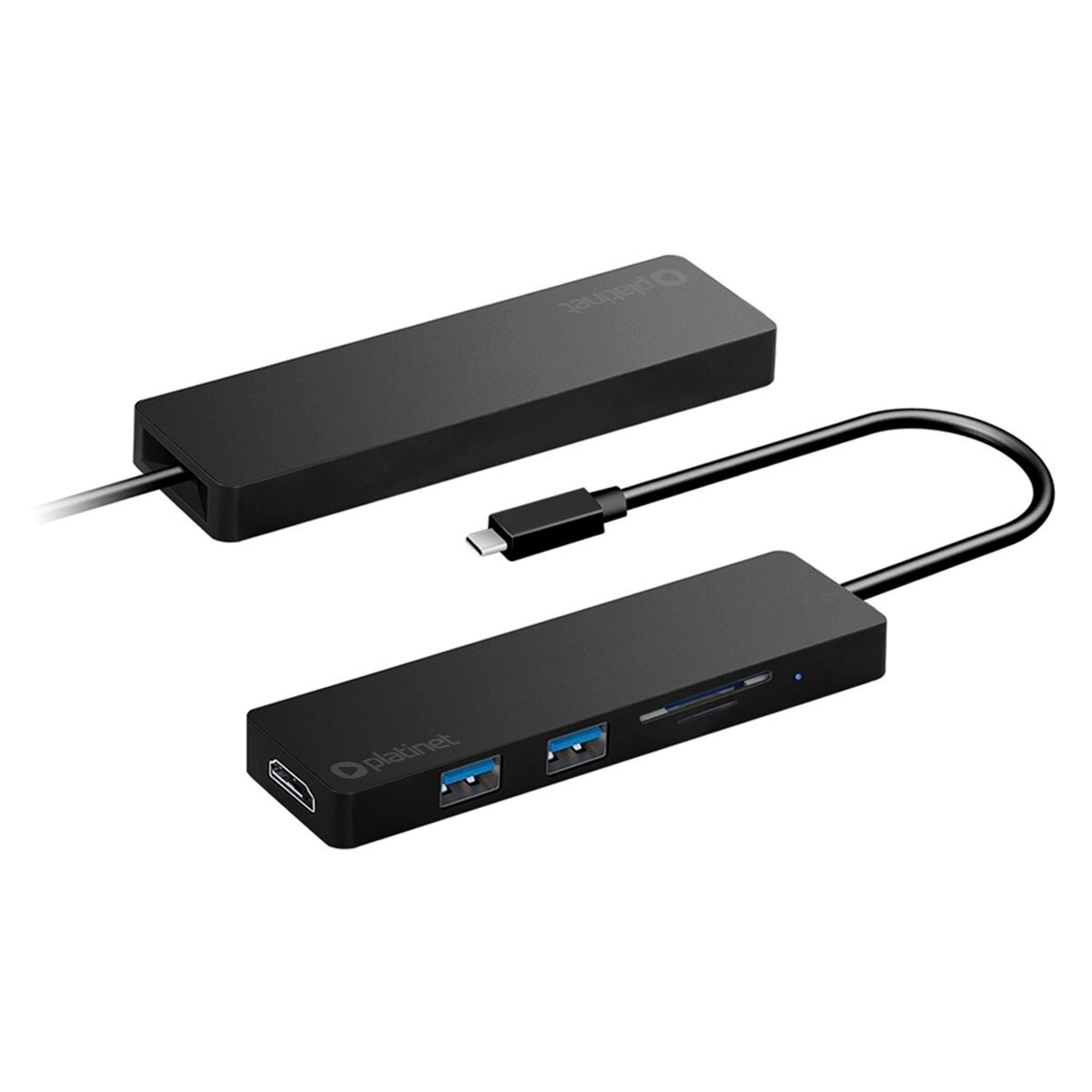 Hub USB-C pentru conectarea perifericelor suplimentare, Platinet USB-C Multimedia Adapter 5in1, negru