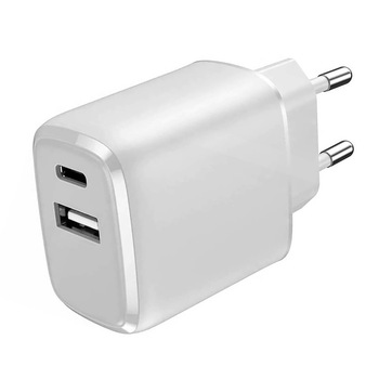 Incarcator cu iesire USB-A si USB-C si tehnologie de incarcare rapida, Platinet Wall Charger 15W PLCUAC, (alb) Incarcator cu iesire USB-A si USB-C si tehnologie de incarcare rapida, Platinet Wall Charger 15W PLCUAC, (alb)