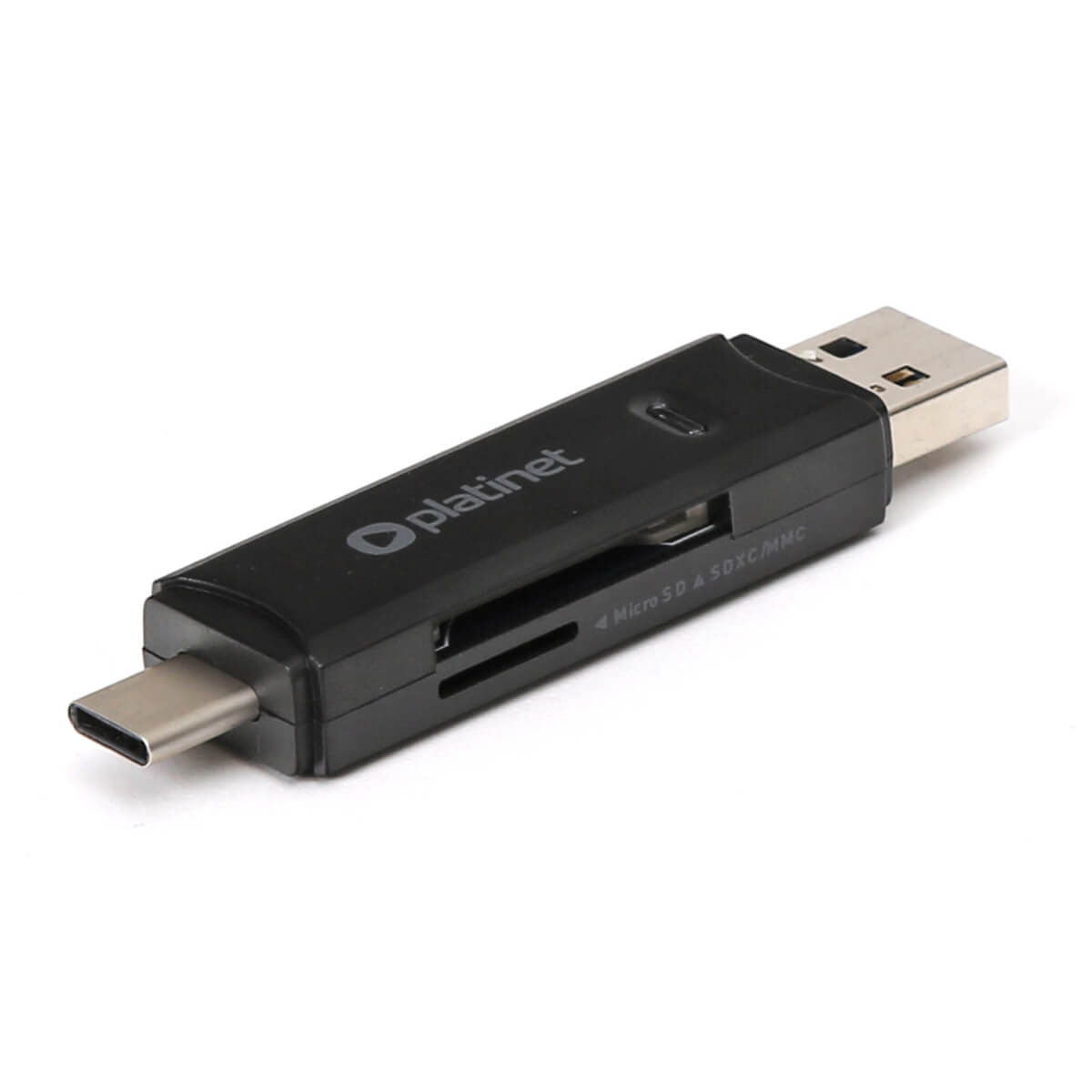 Cititor de carduri SD si microSD cu USB-A si USB-C 3.0, Platinet Card Reader PMCRTCUB, (negru)