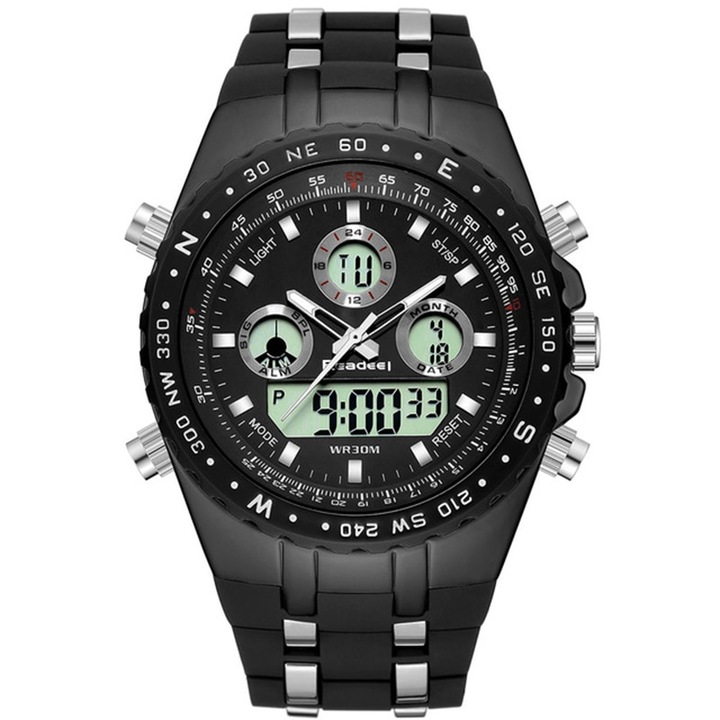 Ceas pentru barbati Readeel, LED, Digital, 3ATM, Negru