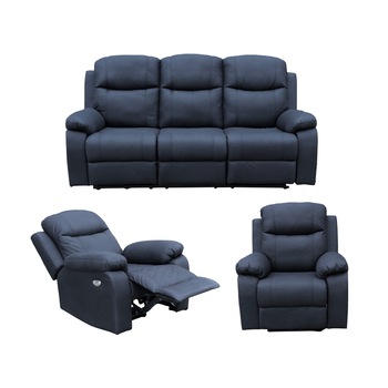 Set Chicago, Mobila Domnel, canapea 3 loc cu 2 reclinere manuale si 1 fotoliu cu recliner manual si 1 fotoliu cu recliner electric si port USB, Mozart 100 Black Set Chicago, Mobila Domnel, canapea 3 loc cu 2 reclinere manuale si 1 fotoliu cu recliner manual si 1 fotoliu cu recliner electric si port USB, Mozart 100 Black