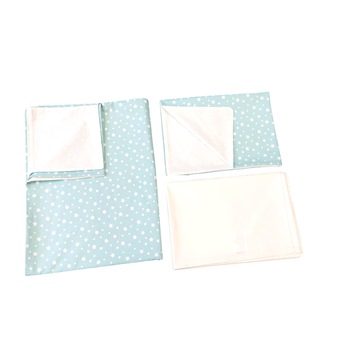 Set lenjerie pat copii 3 piese 140x200 , bumbac, stelute, turquoise/ alb Set lenjerie pat copii 3 piese 140x200 , bumbac, stelute, turquoise/ alb