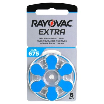 Set Baterii Rayovac Extra 675 PR44 Zinc-Aer 1.45V Pentru Aparate Auditive 6 buc. Set Baterii Rayovac Extra 675 PR44 Zinc-Aer 1.45V Pentru Aparate Auditive 6 buc.