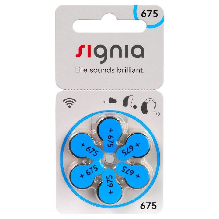 Set Baterii Signia 675 PR44 Zinc-Aer 1.45V Pentru Aparate Auditive 6 buc.
