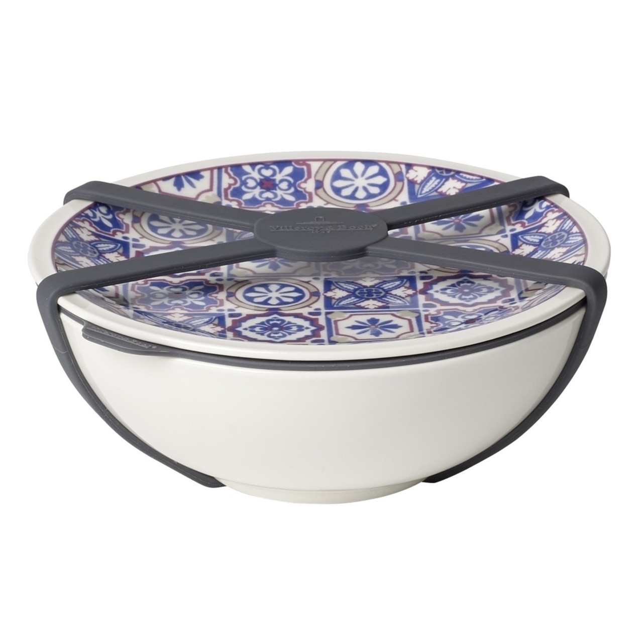 Bol cu capac pentru pranz, Villeroy & Boch, To Go Indigo Dish M, inchidere etans, 350 ml, portelan premium/silicon
