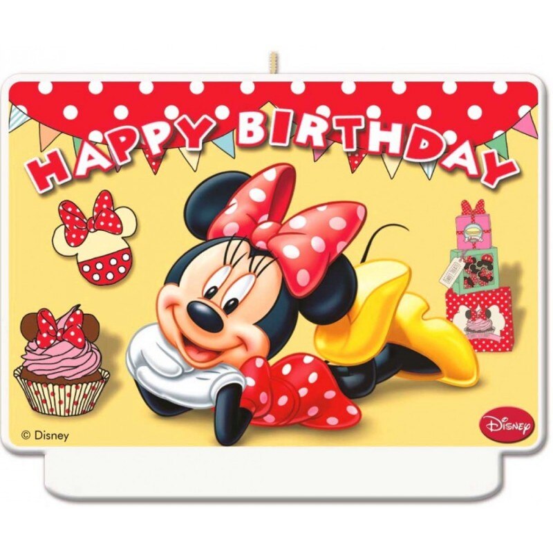 Lumanare tort Happy Birthday Minnie Mouse, Multicolor
