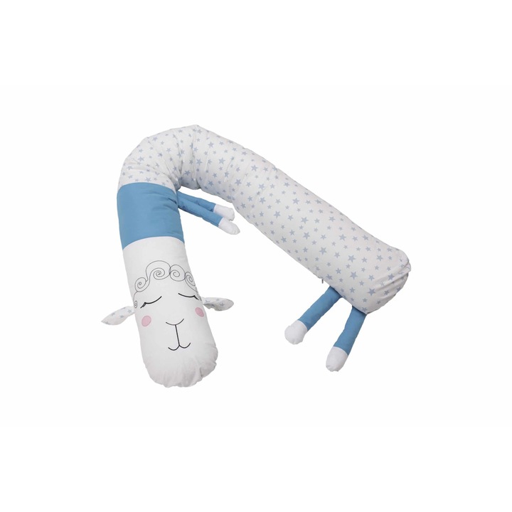 Protectie laterala pentru patut Somnart, 25x180cm, model Oita, albastru