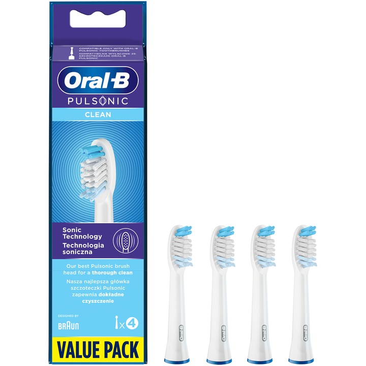 Cap periuta de dinti, Oral-B, Pulsonic Clean, 4 bucati, Alb