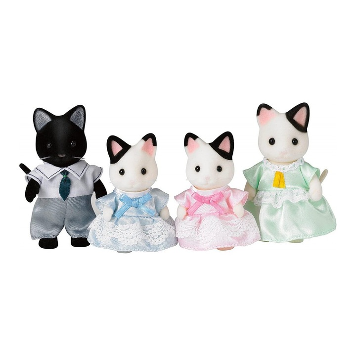 Комплект от 4 фигурки Sylvanian Families 5181, Семейство двуцветни котки