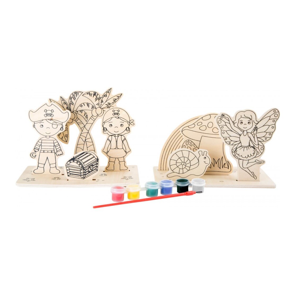 Set creativ din placaj de lemn Legler Small Foot, Pirati si zane