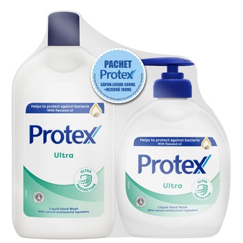 Pachet promo: Sapun lichid Protex Ultra, 300 ml + Rezerva sapun lichid Protex Ultra, 700 ml Pachet promo: Sapun lichid Protex Ultra, 300 ml + Rezerva sapun lichid Protex Ultra, 700 ml