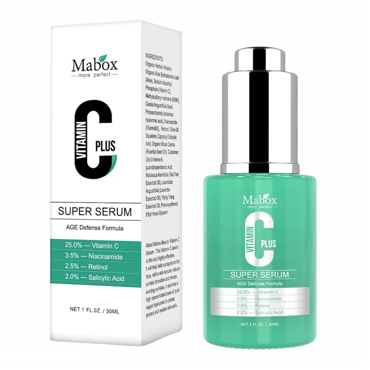 Mabox Super Serum Plus 25%-os C-vitamin szérum, ránctalanító hatású, 30 ml