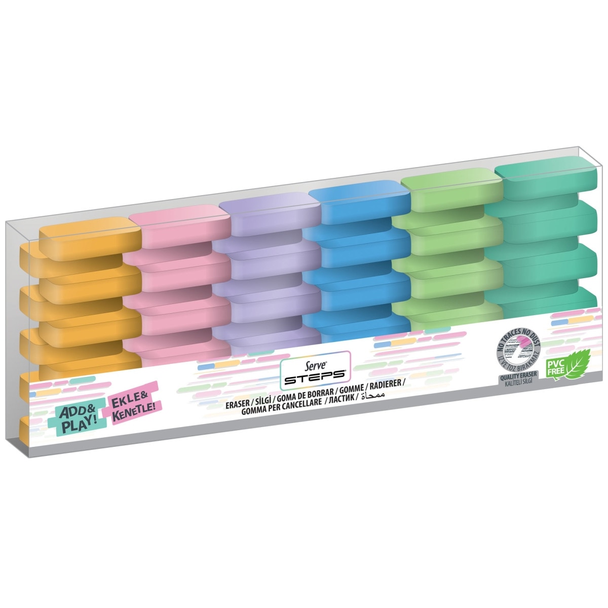 Set 6 Radiere Serve Steps, culori pastel