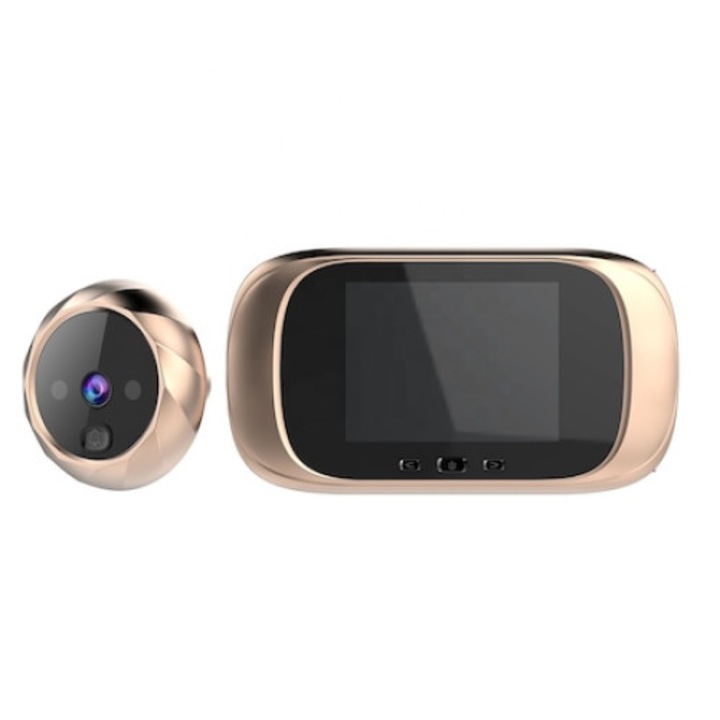 Spion electronic de usa video Smarty, clopot incorporat, afisaj de 2,8 ", auriu