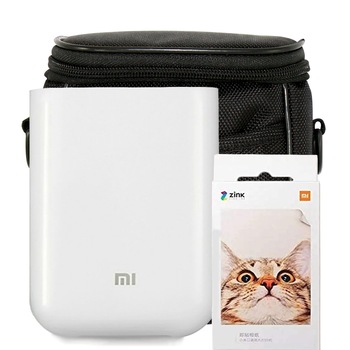 Set imprimanta foto instant portabila Xiaomi cu 25 coli si husa neagra Set imprimanta foto instant portabila Xiaomi cu 25 coli si husa neagra