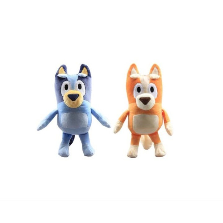 Комплект от 2 плюшени играчки - Bluey и Bingo, 28cm, Blue/Orange