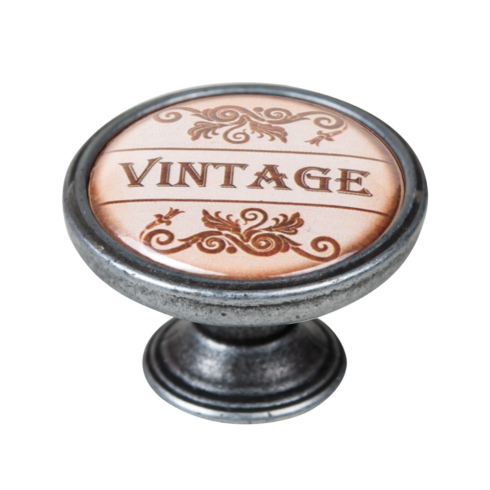 Buton pentru mobila, Vintage 550PT27, finisaj argint invechit, D37 mm