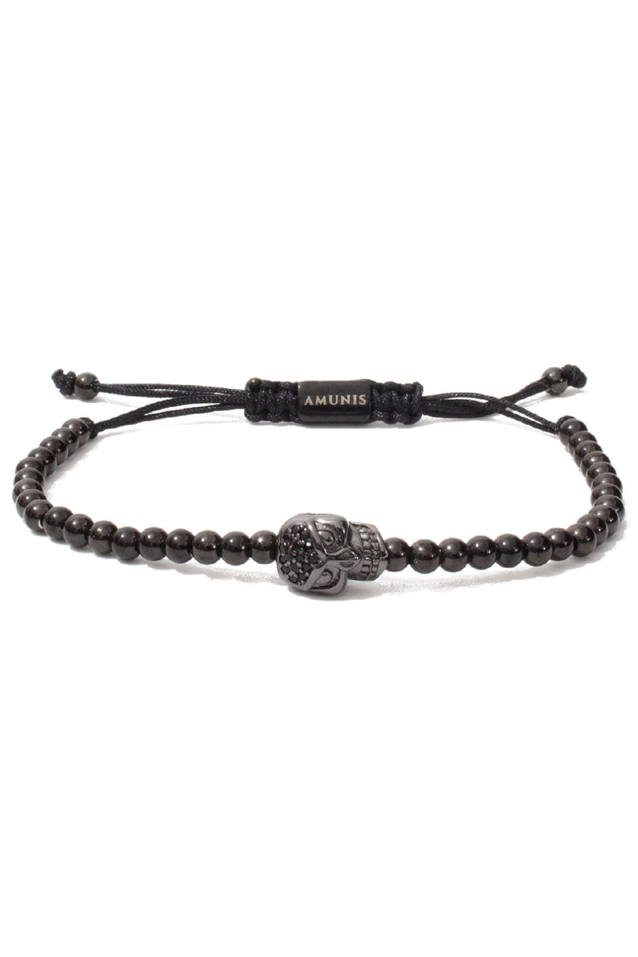 Bratara craniu cu diamante, charmuri cu diamante CZ, reglabila, negru, BDAMA-86