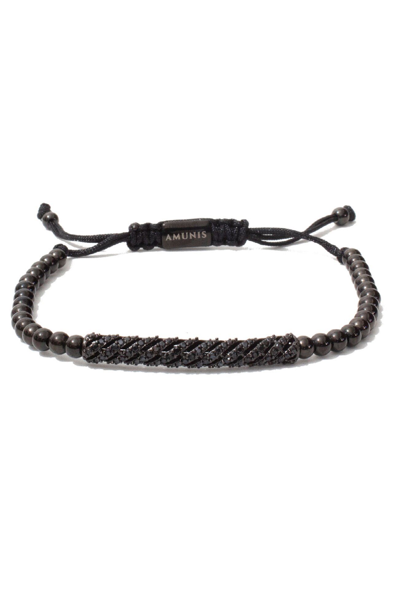 Bratara bara luxury, charmuri cu diamante CZ, reglabila, negru, BDAMA-31